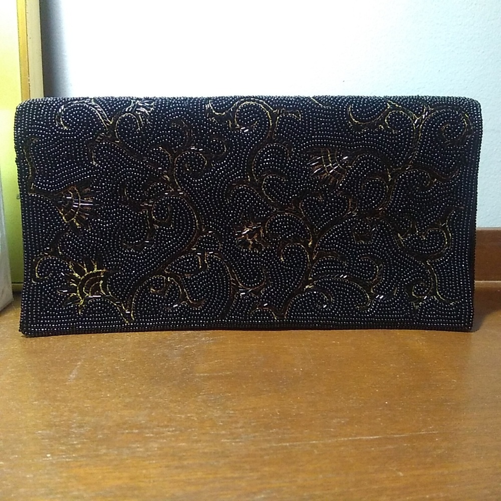 Japan Art Idustries Hand made black/gold clutch.